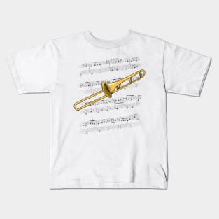 Trombone Player Trombonist Brass Musician (Colour) Kids T-Shirt